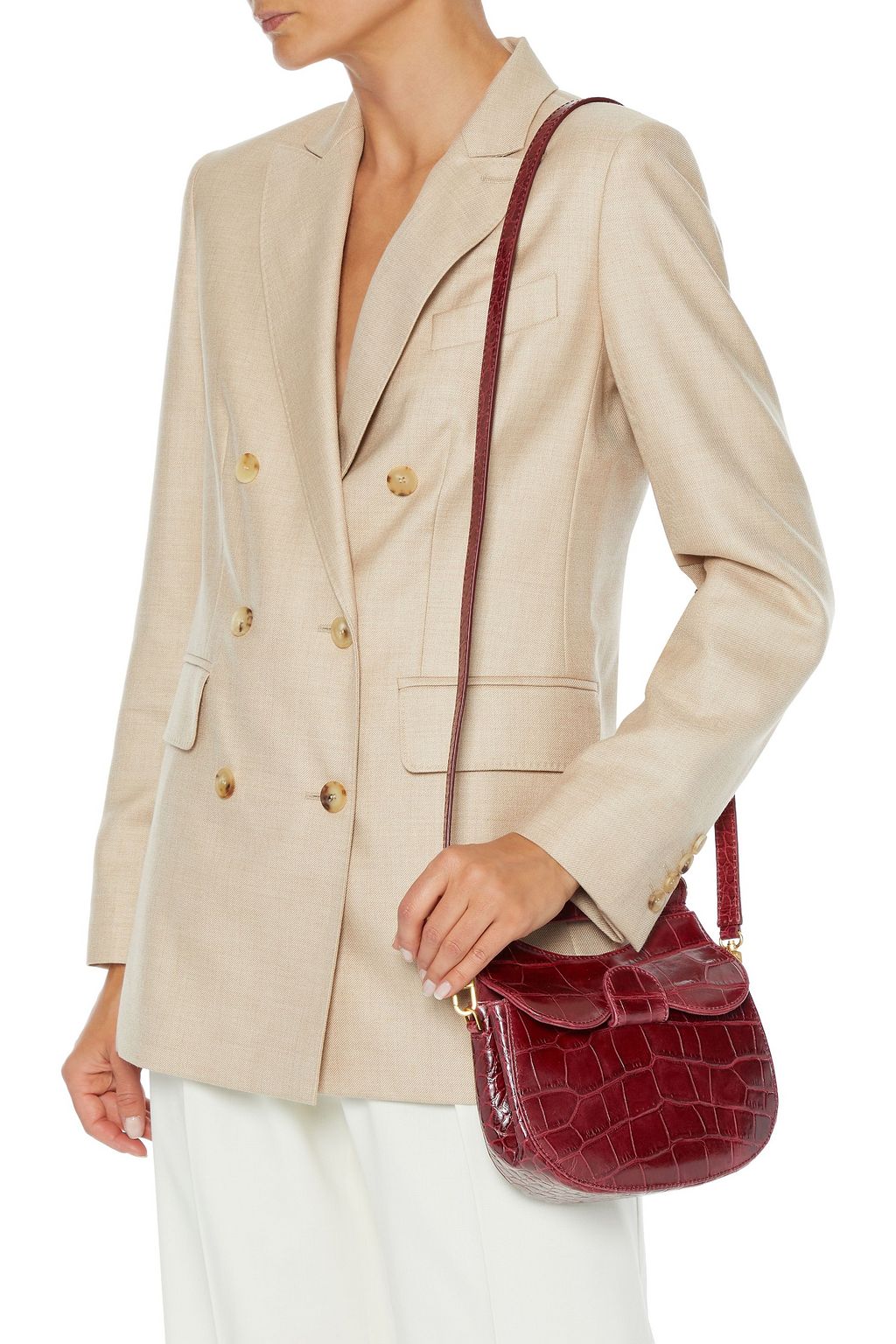 STAUD Madeline mini croc-effect leather shoulder bag