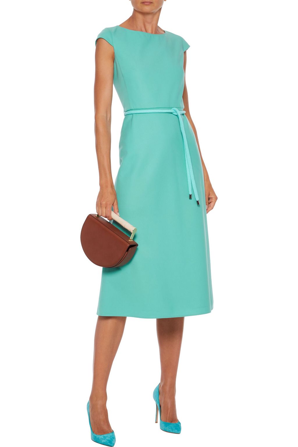 MAX MARA Opunzia belted cotton-cady dress