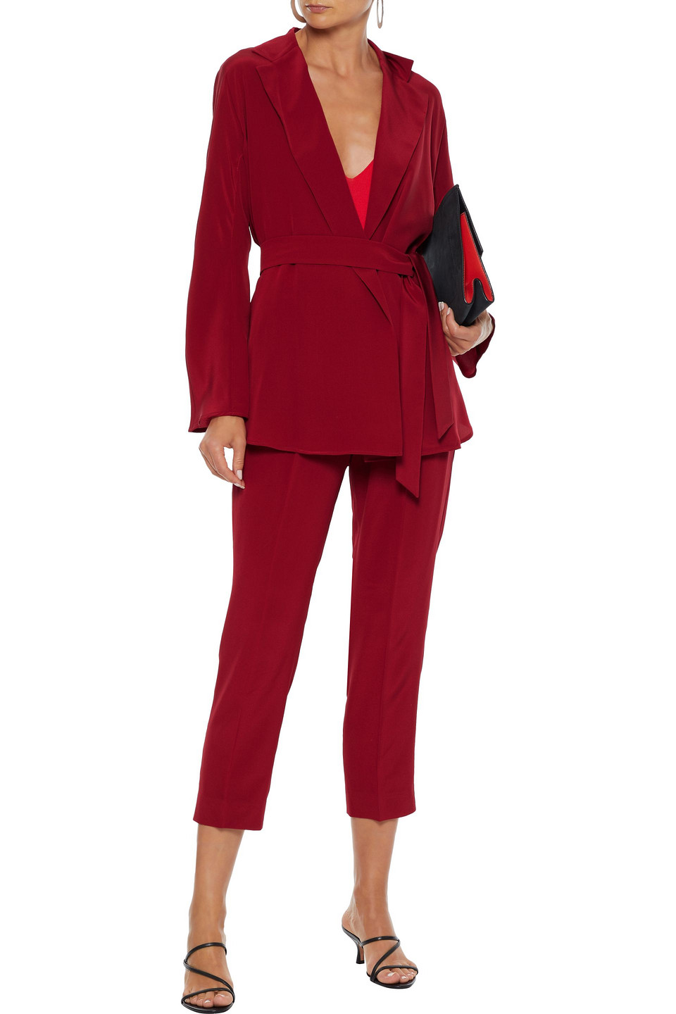 Max Mara Nativa Silk Crepe De Chine Wrap Jacket In Crimson