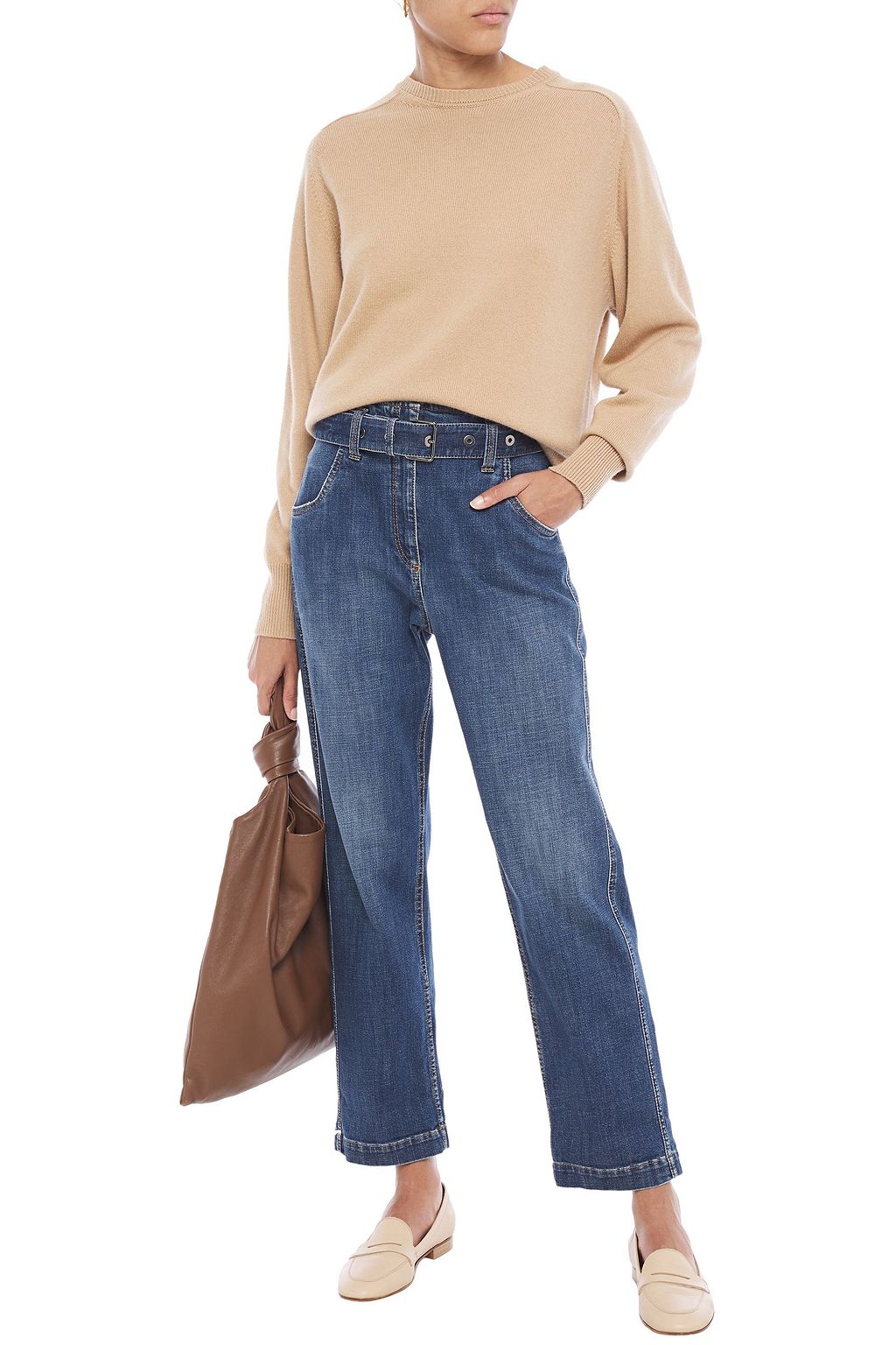 BRUNELLO CUCINELLI Belted high-rise straight-leg jeans