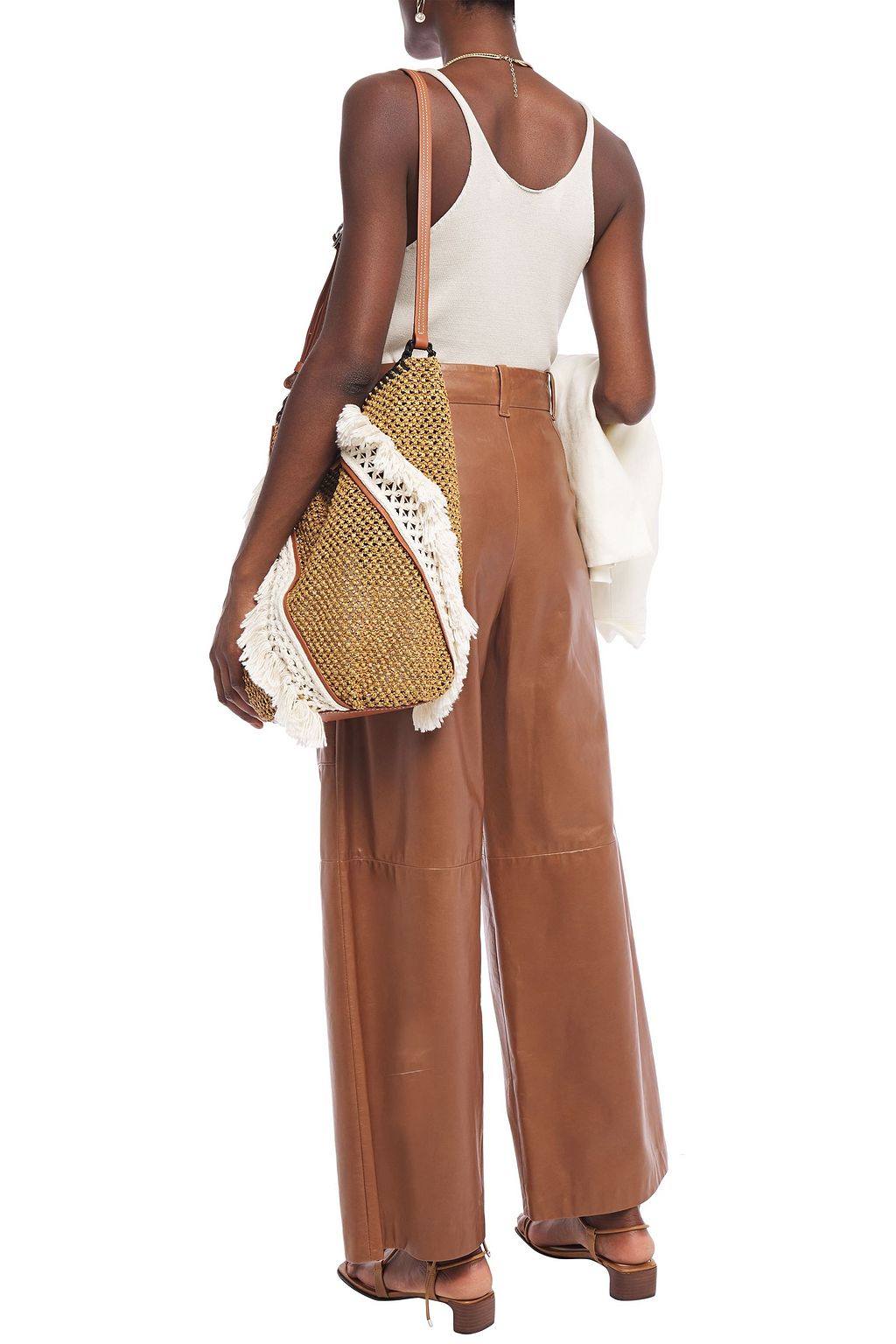 BRUNELLO CUCINELLI Leather wide-leg pants
