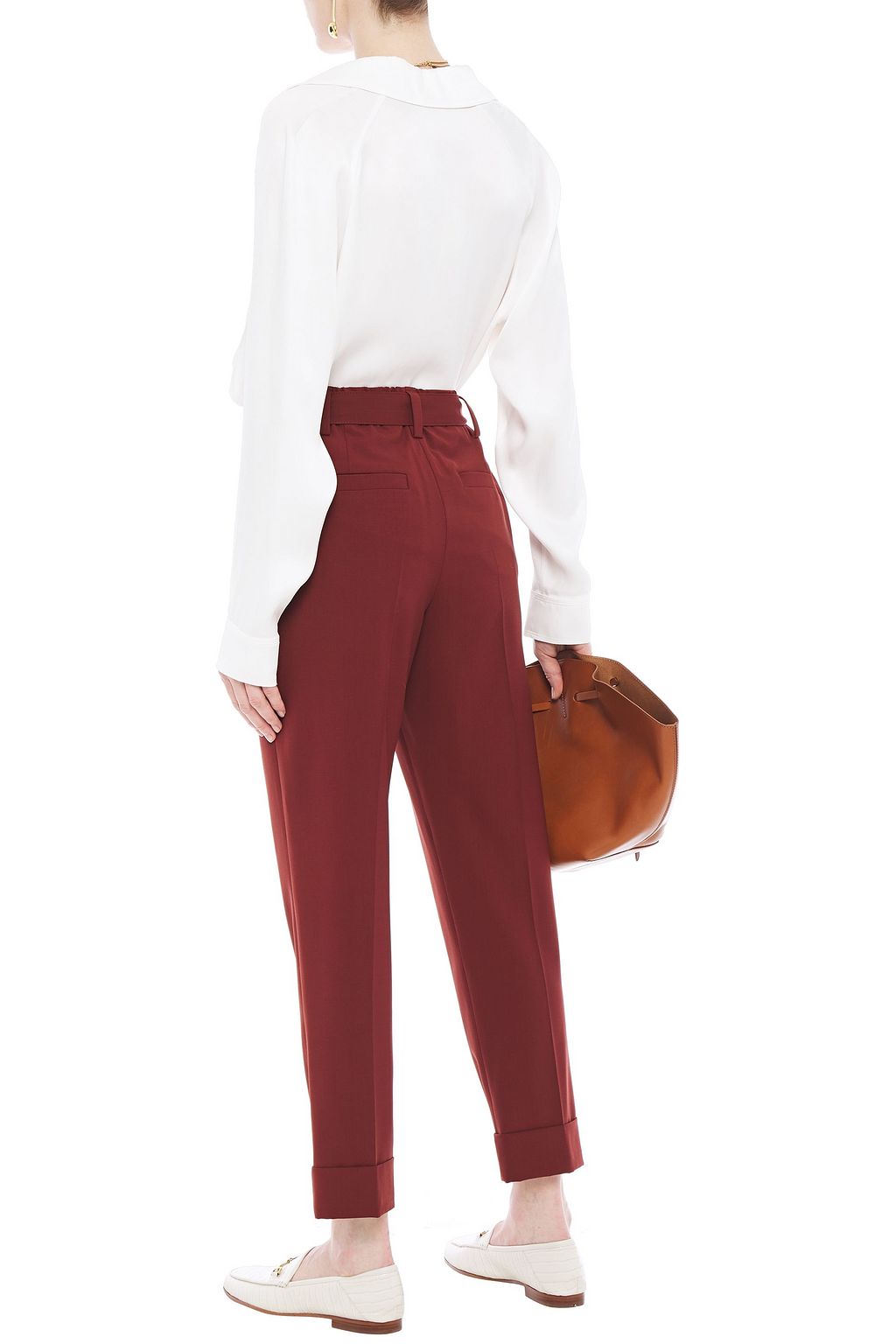 BRUNELLO CUCINELLI Cropped Karottenhose aus einer Wollmischung mit Gürtel