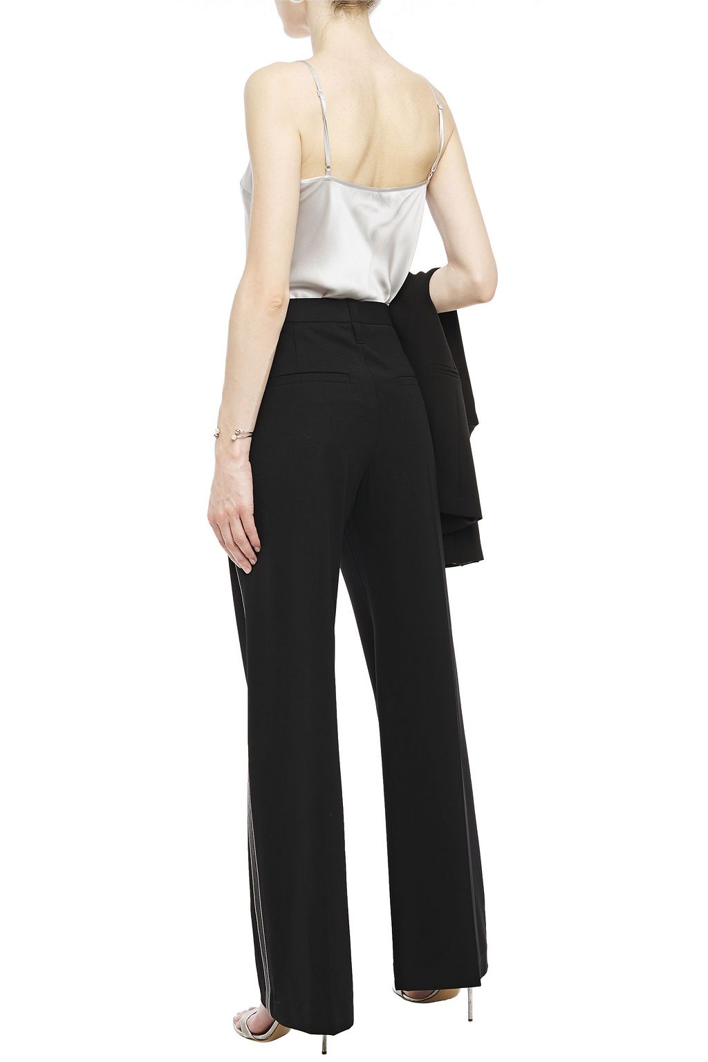 BRUNELLO CUCINELLI Hose mit weitem Bein aus Twill aus einer Wollmischung mit Zierperlen
