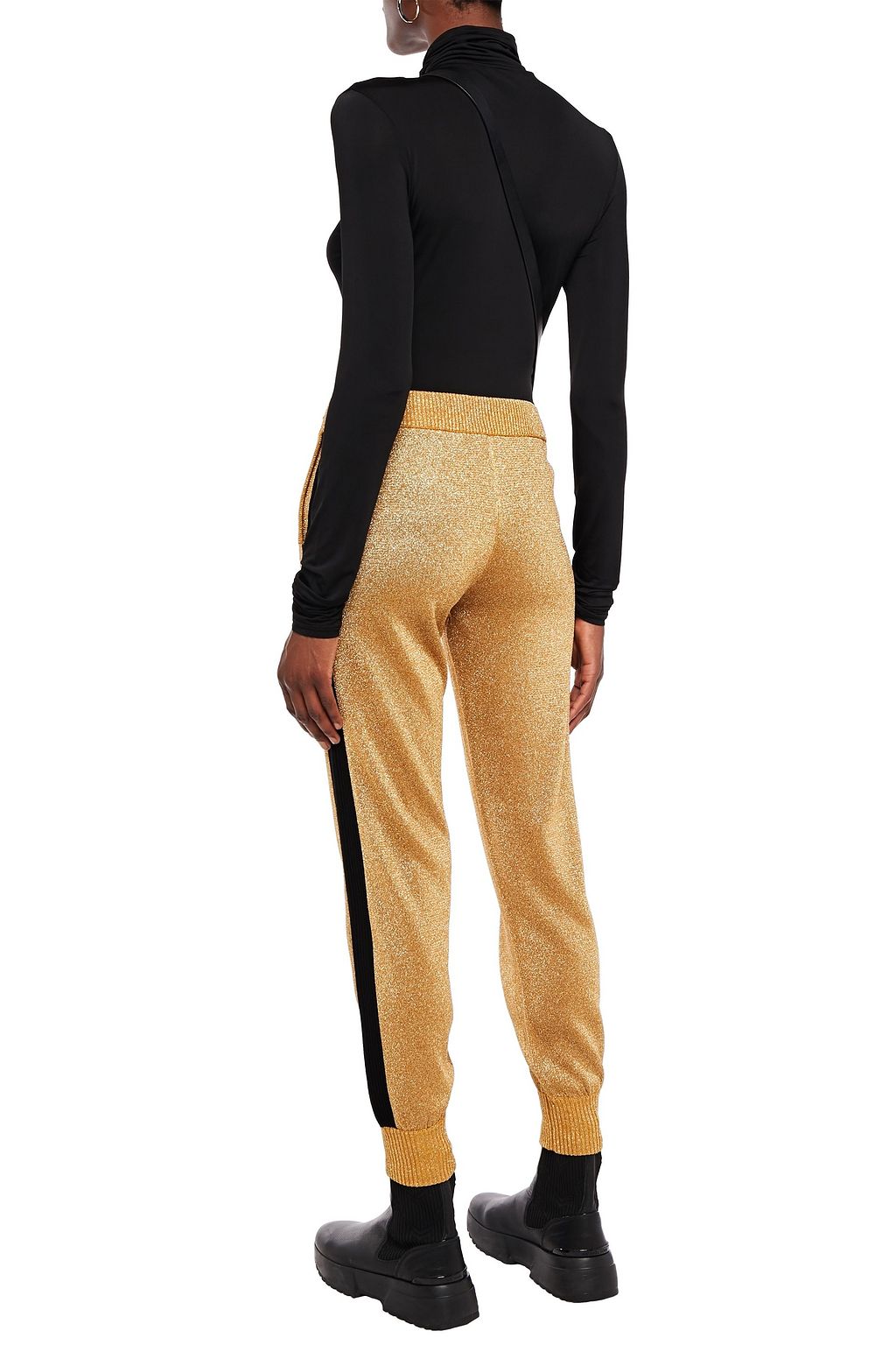 BELLA FREUD Striped metallic knitted track pants