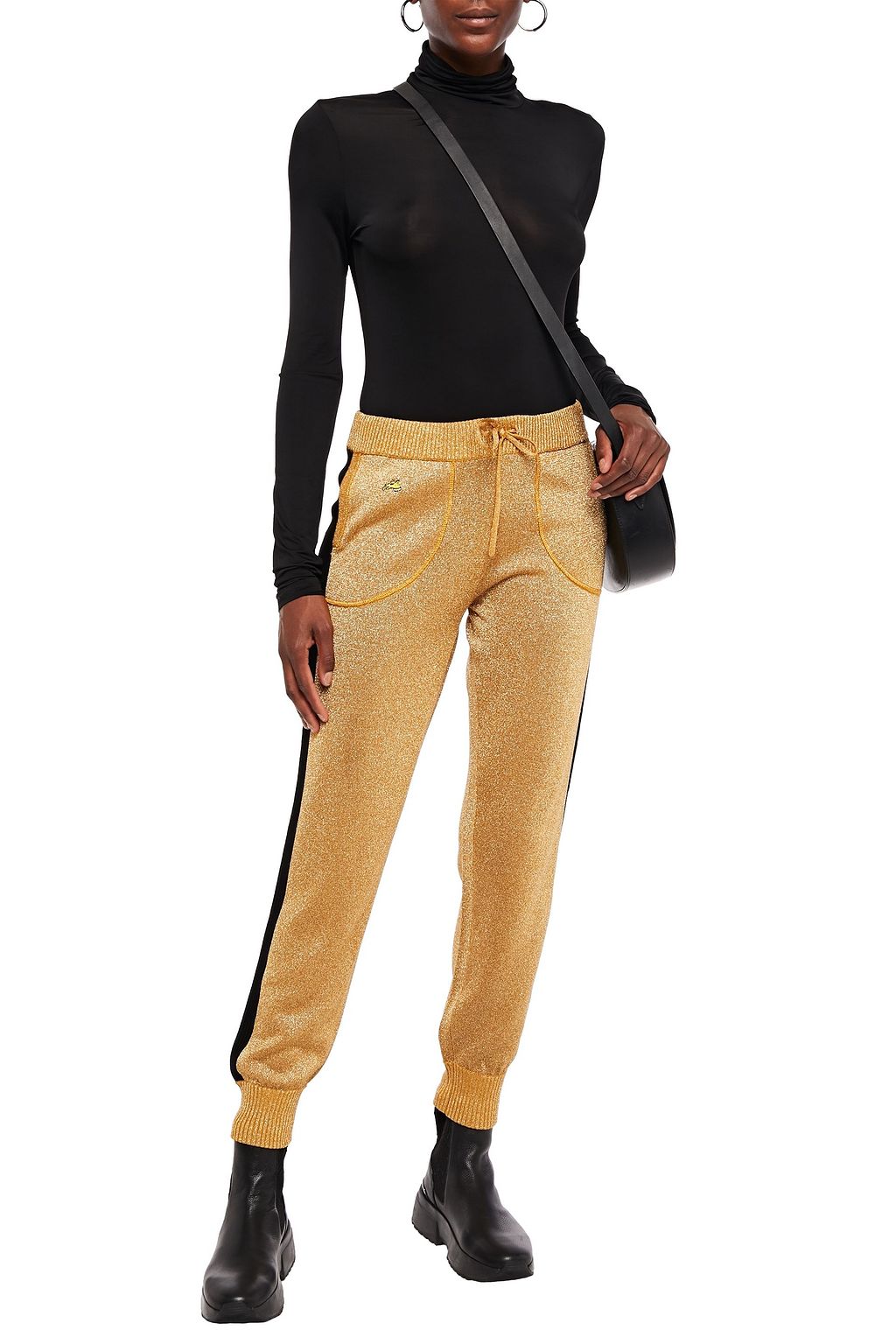 BELLA FREUD Striped metallic knitted track pants
