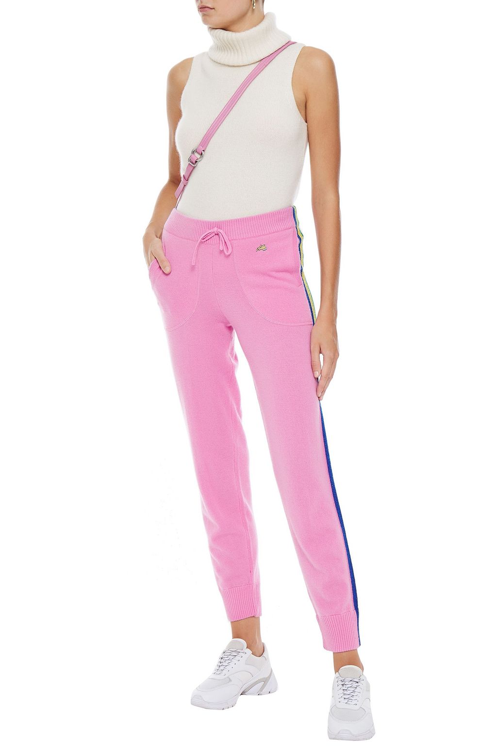 BELLA FREUD Striped cashmere-blend track pants