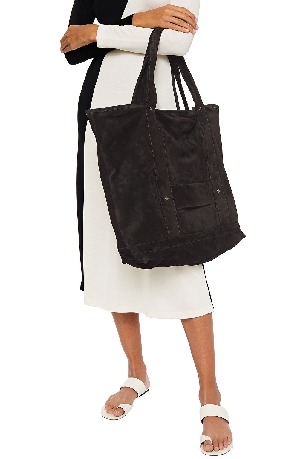 ANN DEMEULEMEESTER Studded suede tote