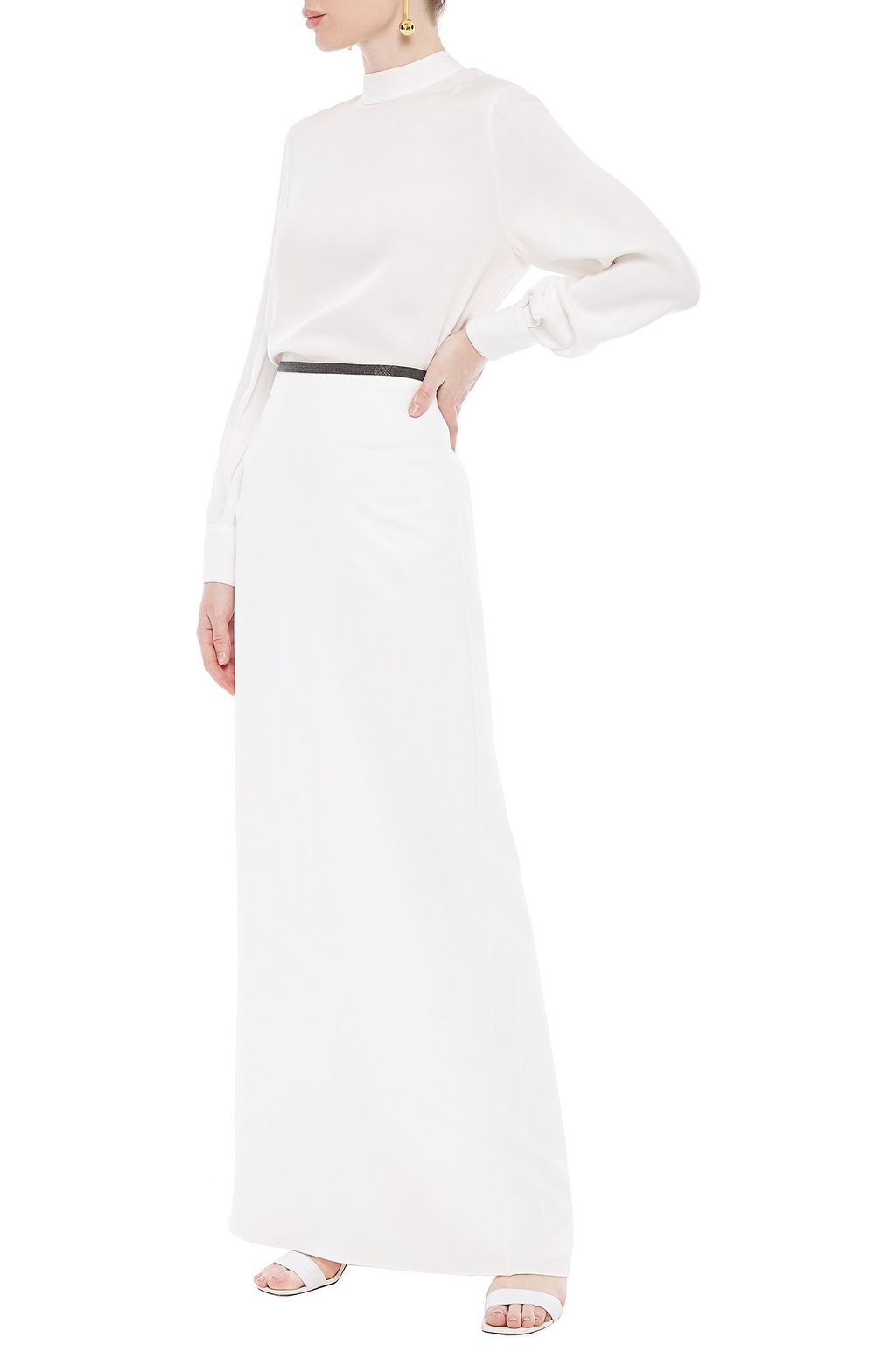 BRUNELLO CUCINELLI Bead-embellished crepe maxi skirt