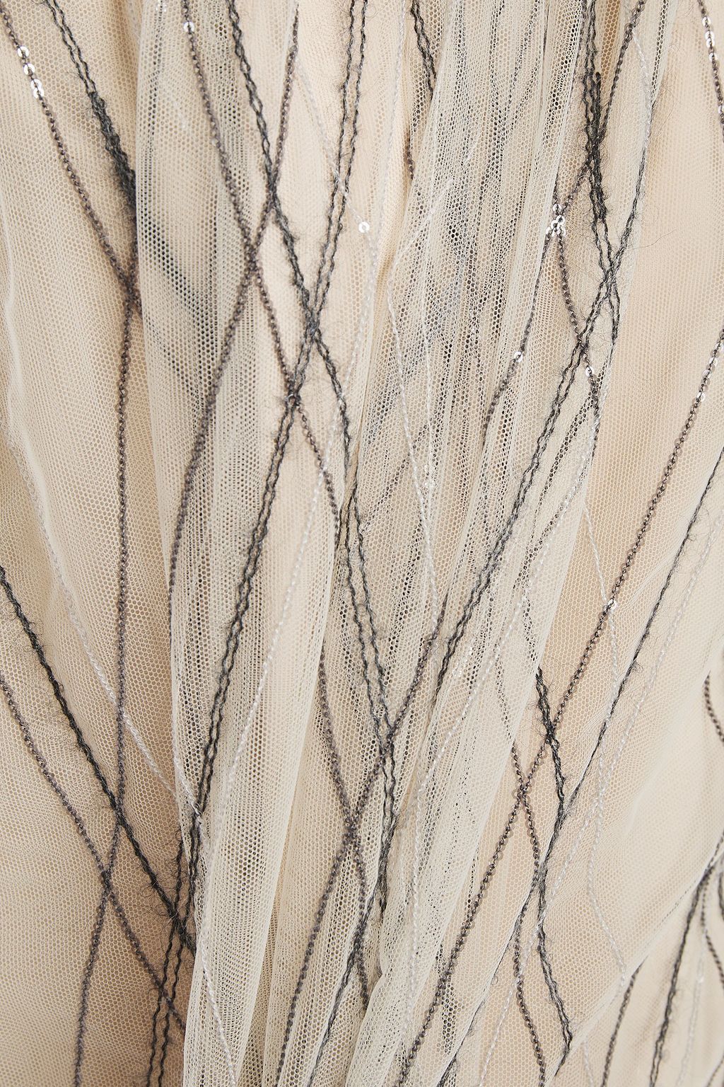 BRUNELLO CUCINELLI Bead and sequin-embellished embroidered tulle top