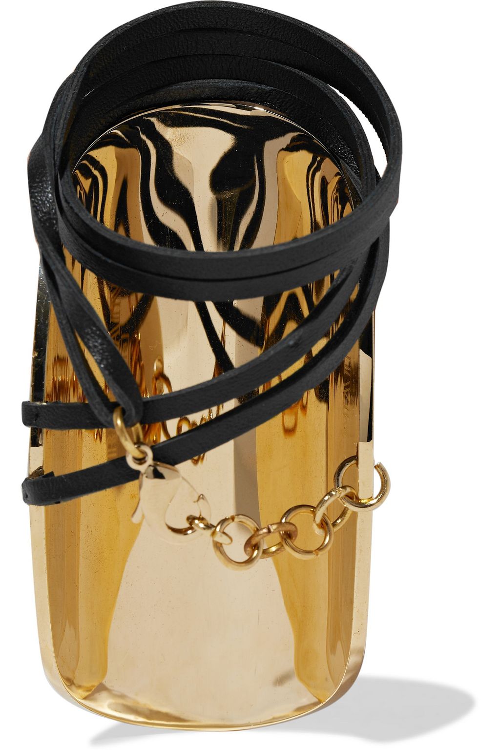 BALMAIN Leather and gold-tone bracelet