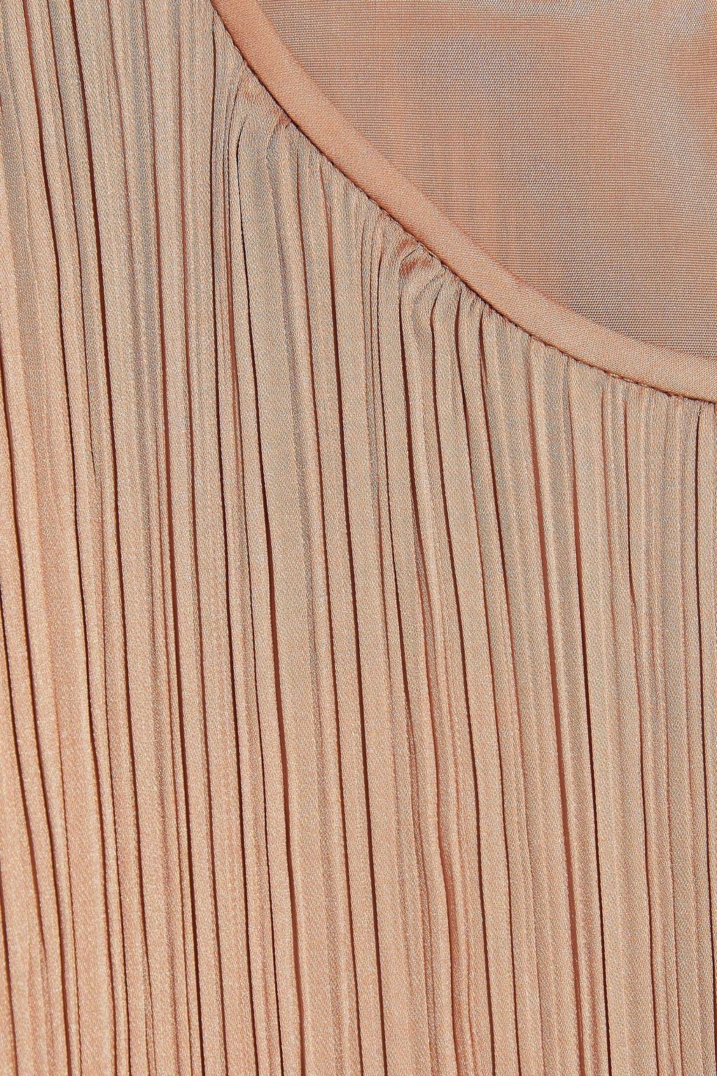 MAX MARA Gineceo belted plissé-satin midi dress