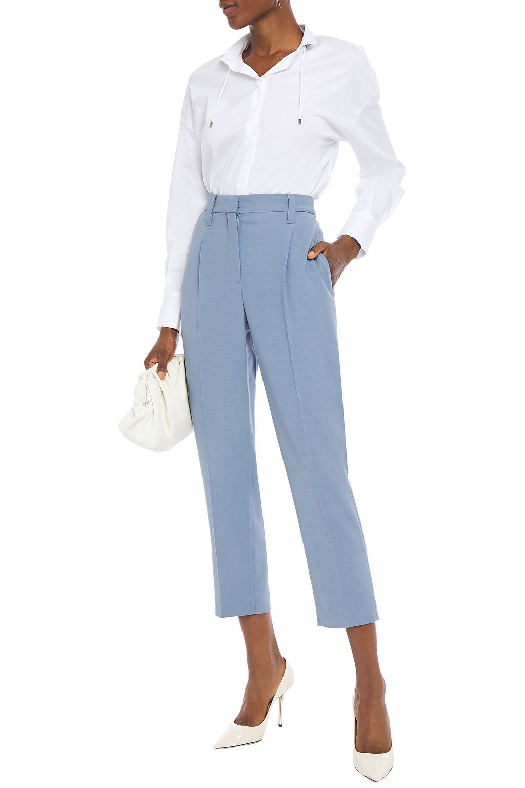 BRUNELLO CUCINELLI Cropped wool-blend twill tapered pants