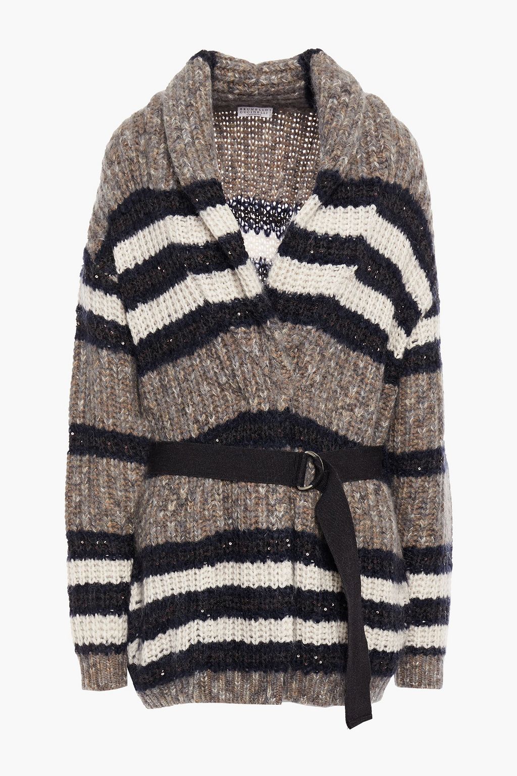 Mushroom Sequin-embellished striped 