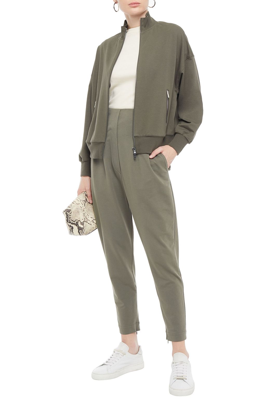 BRUNELLO CUCINELLI Pleated French cotton-blend terry tapered pants