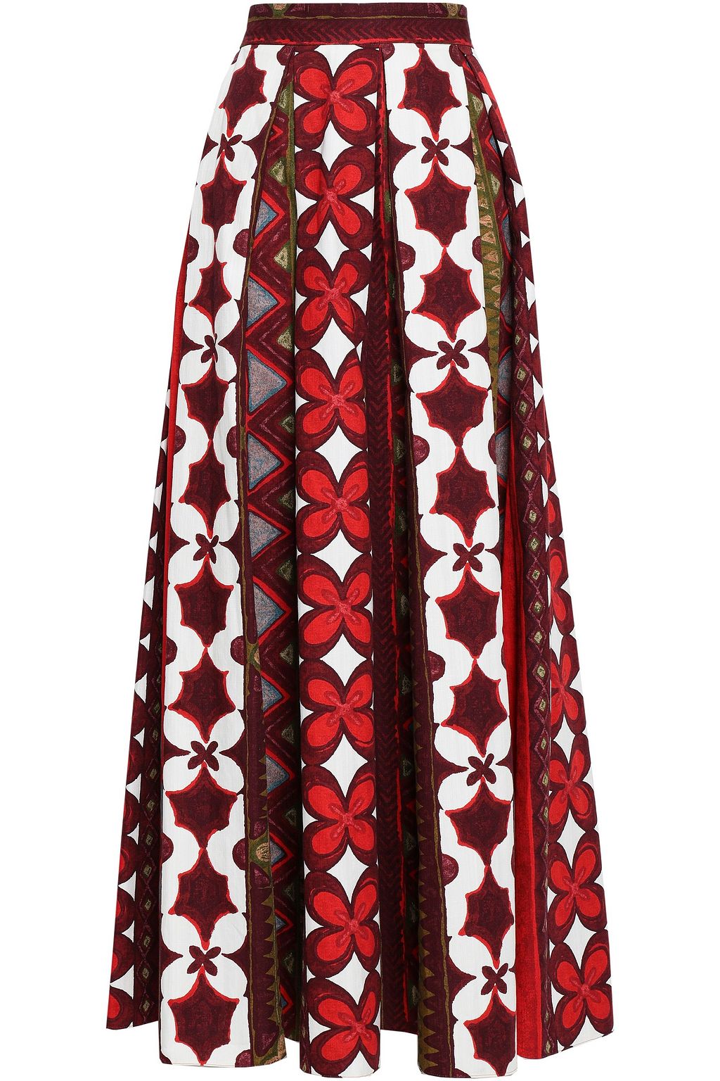 burgundy pleated maxi skirt