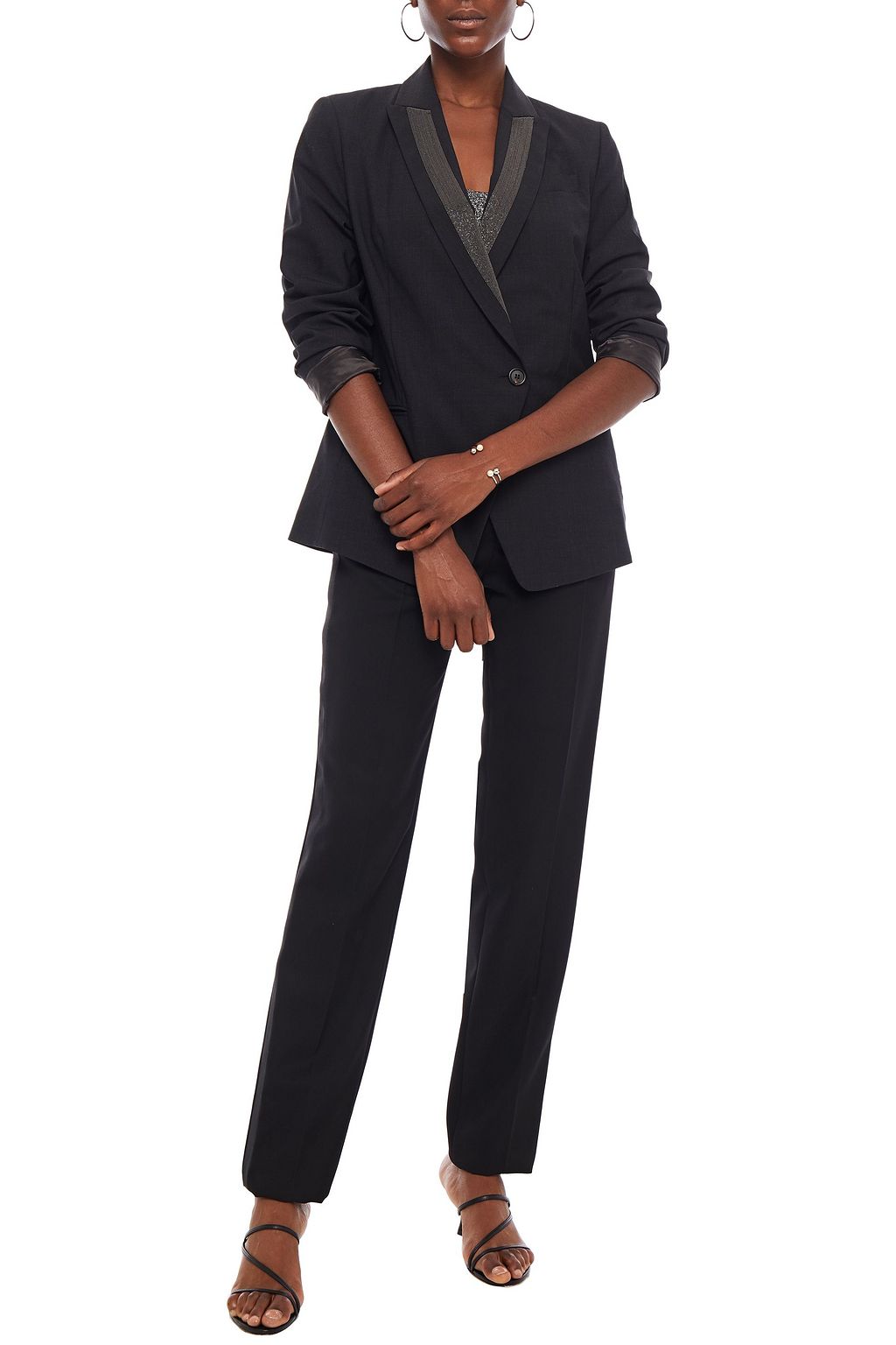 BRUNELLO CUCINELLI Bead-embellished wool-blend crepe blazer