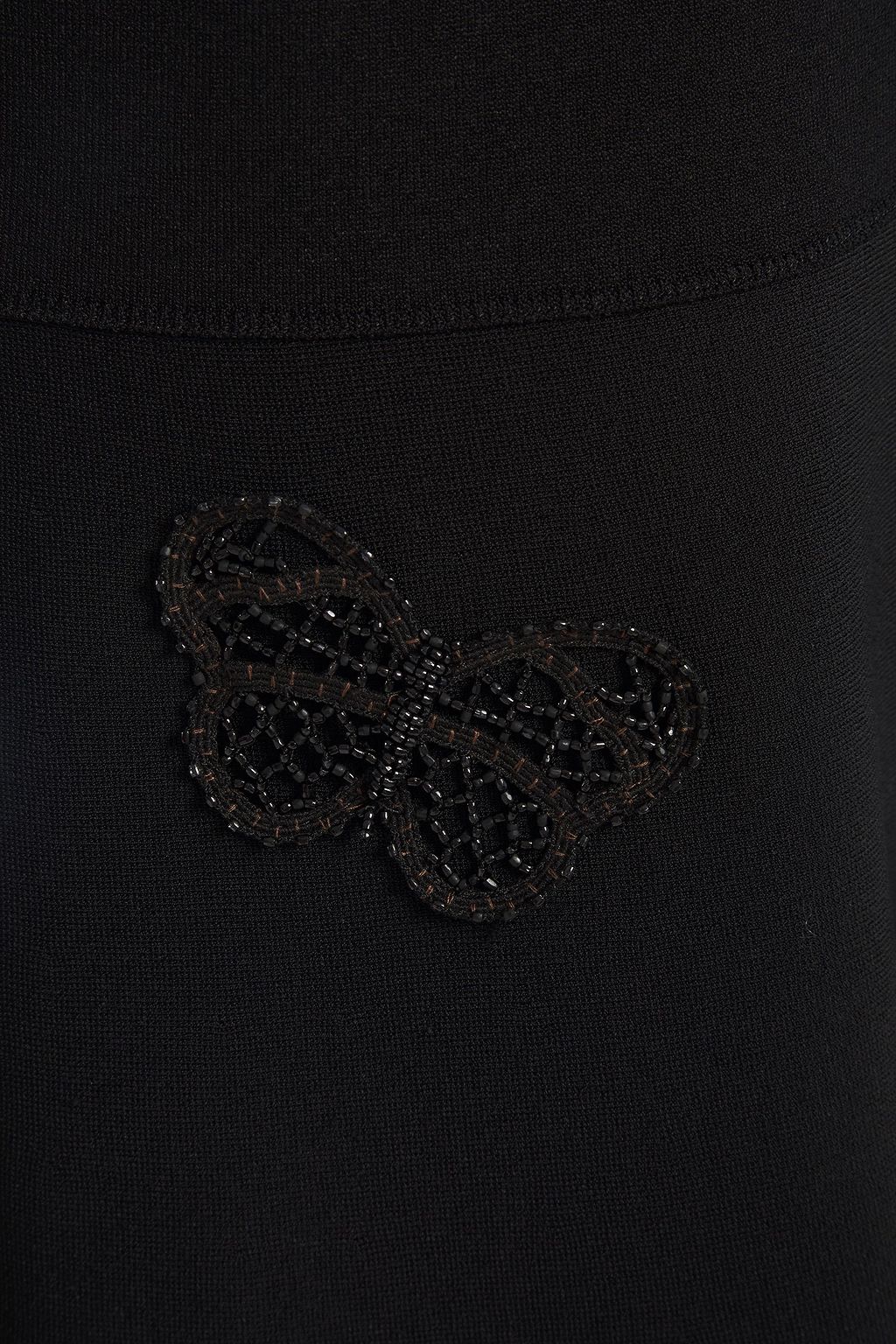 VALENTINO GARAVANI Corded lace-paneled appliquéd stretch-knit mini dress