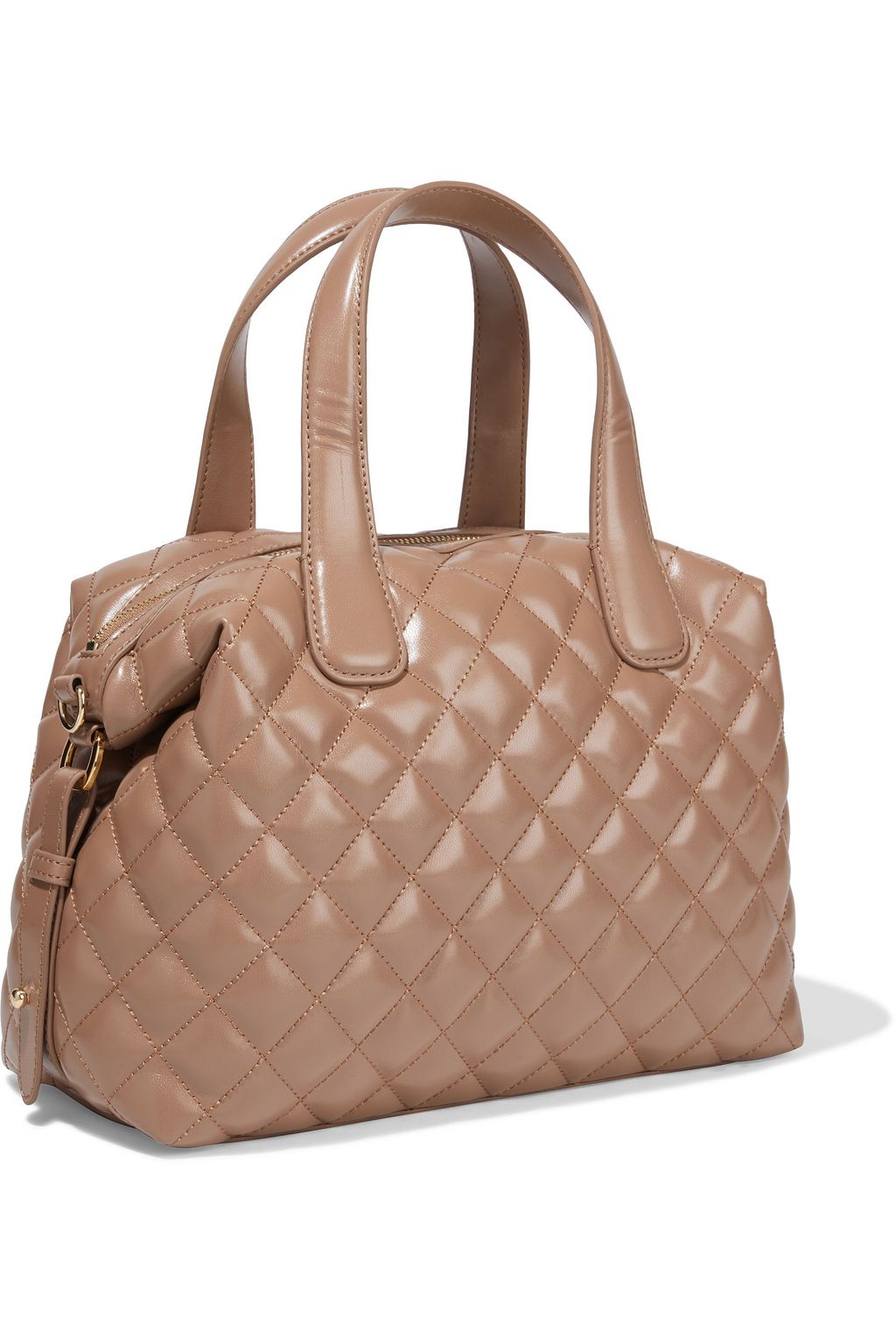 LOVE MOSCHINO Quilted faux glossed-leather tote