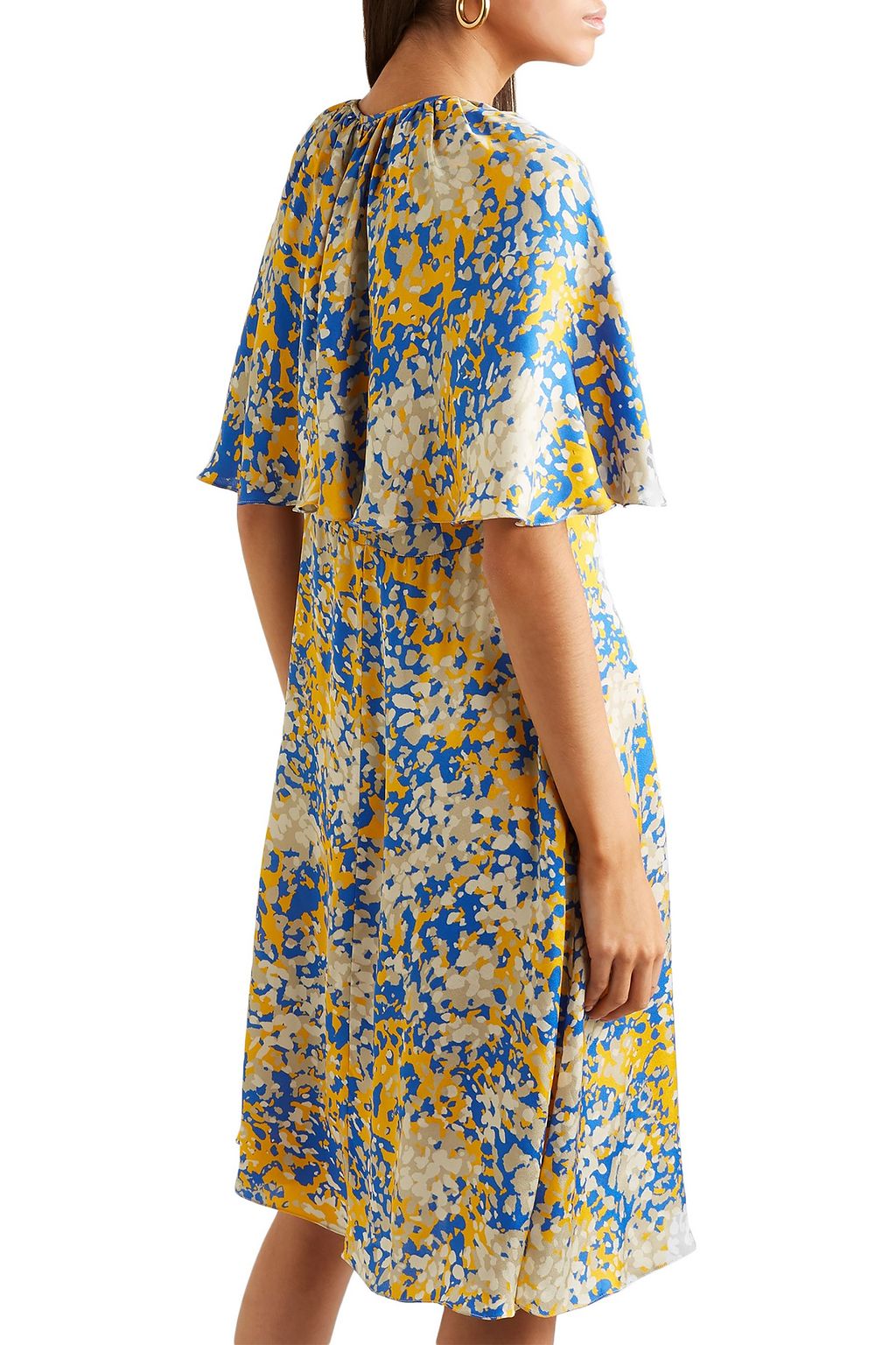 STELLA MCCARTNEY + NET SUSTAIN プリント ケープ風 サテンクレープ ワンピース