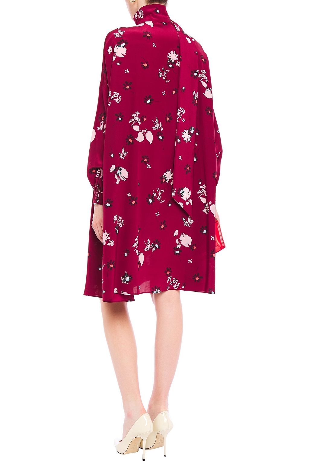 VALENTINO GARAVANI Tie-neck floral-print silk crepe de chine dress
