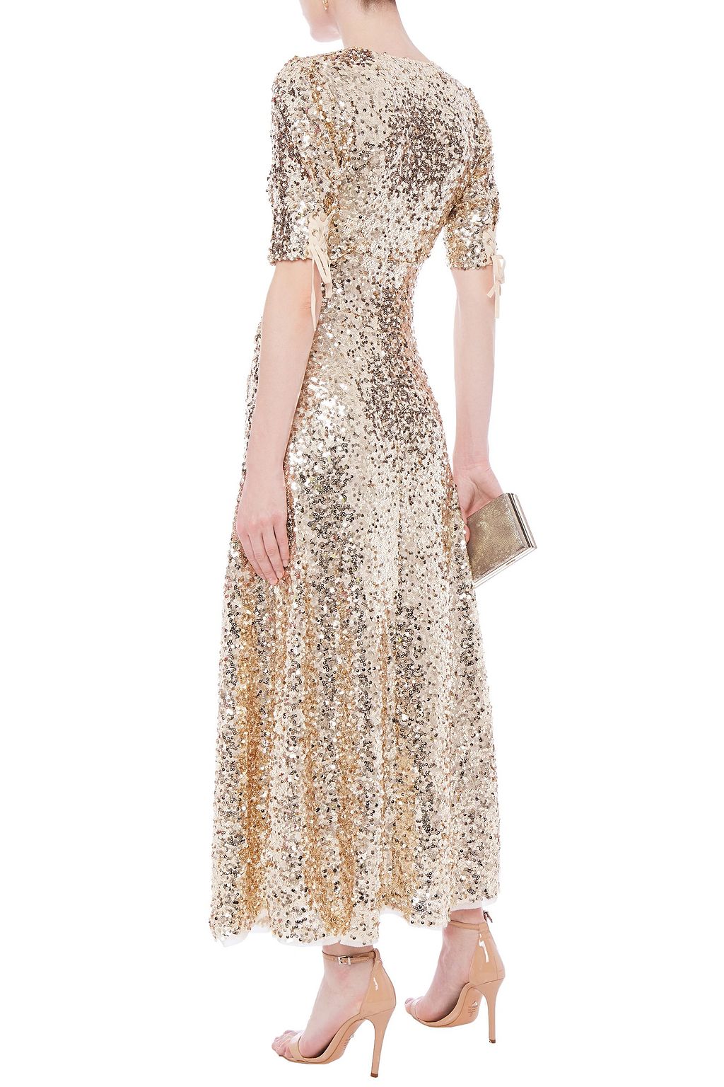 ANTIK BATIK Gathered sequined mesh maxi dress