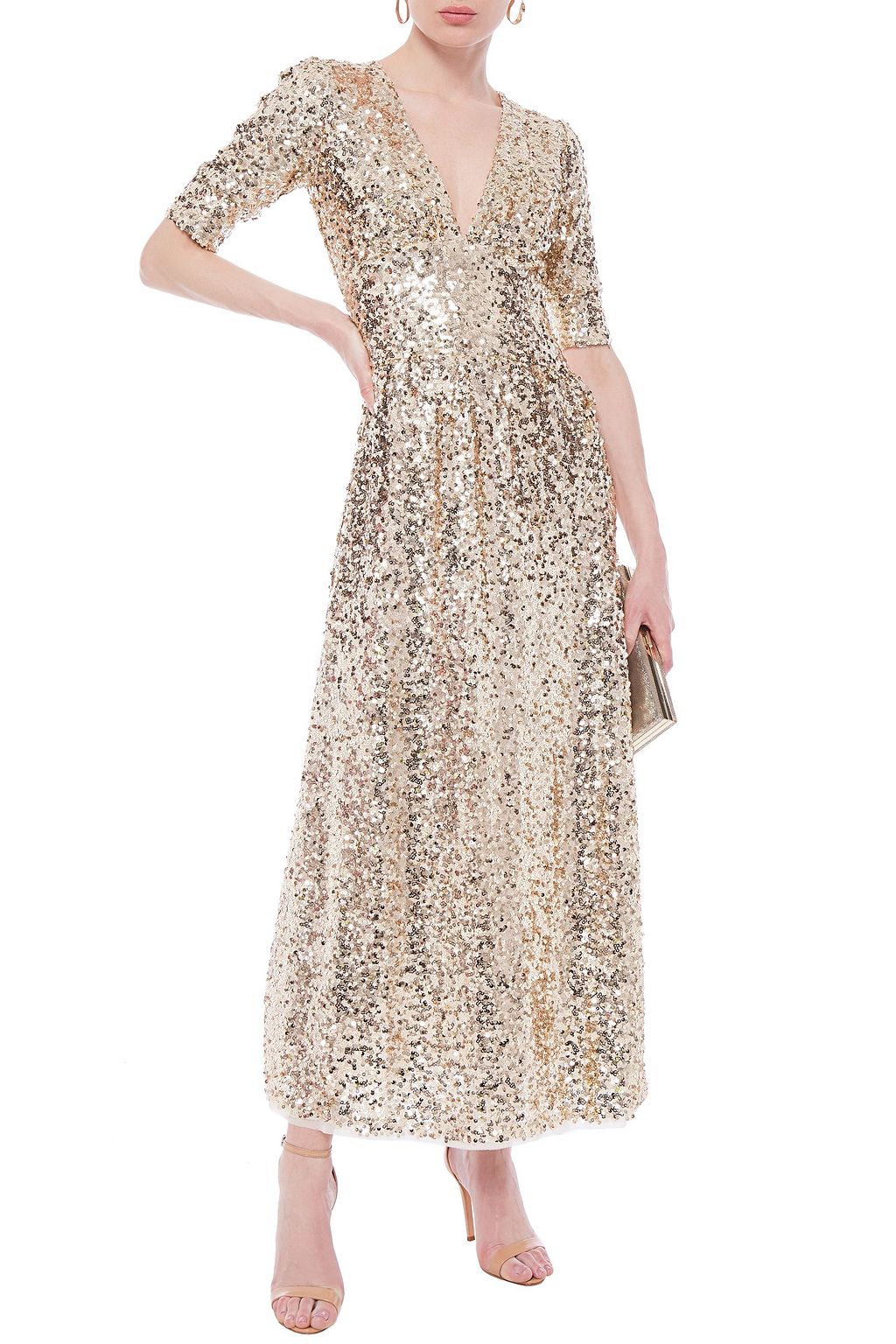 ANTIK BATIK Gathered sequined mesh maxi dress