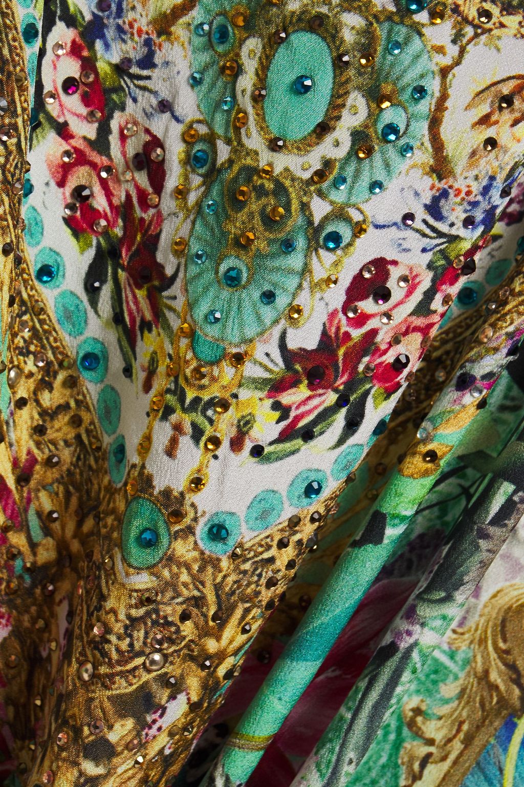 CAMILLA Crystal-embellished printed silk crepe de chine kaftan