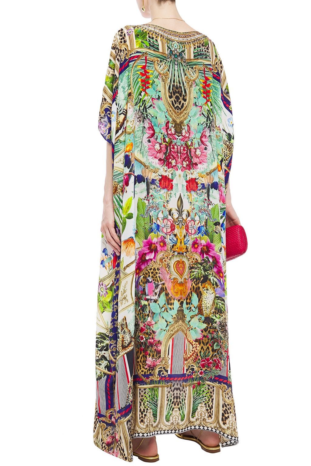 CAMILLA Crystal-embellished printed silk crepe de chine kaftan
