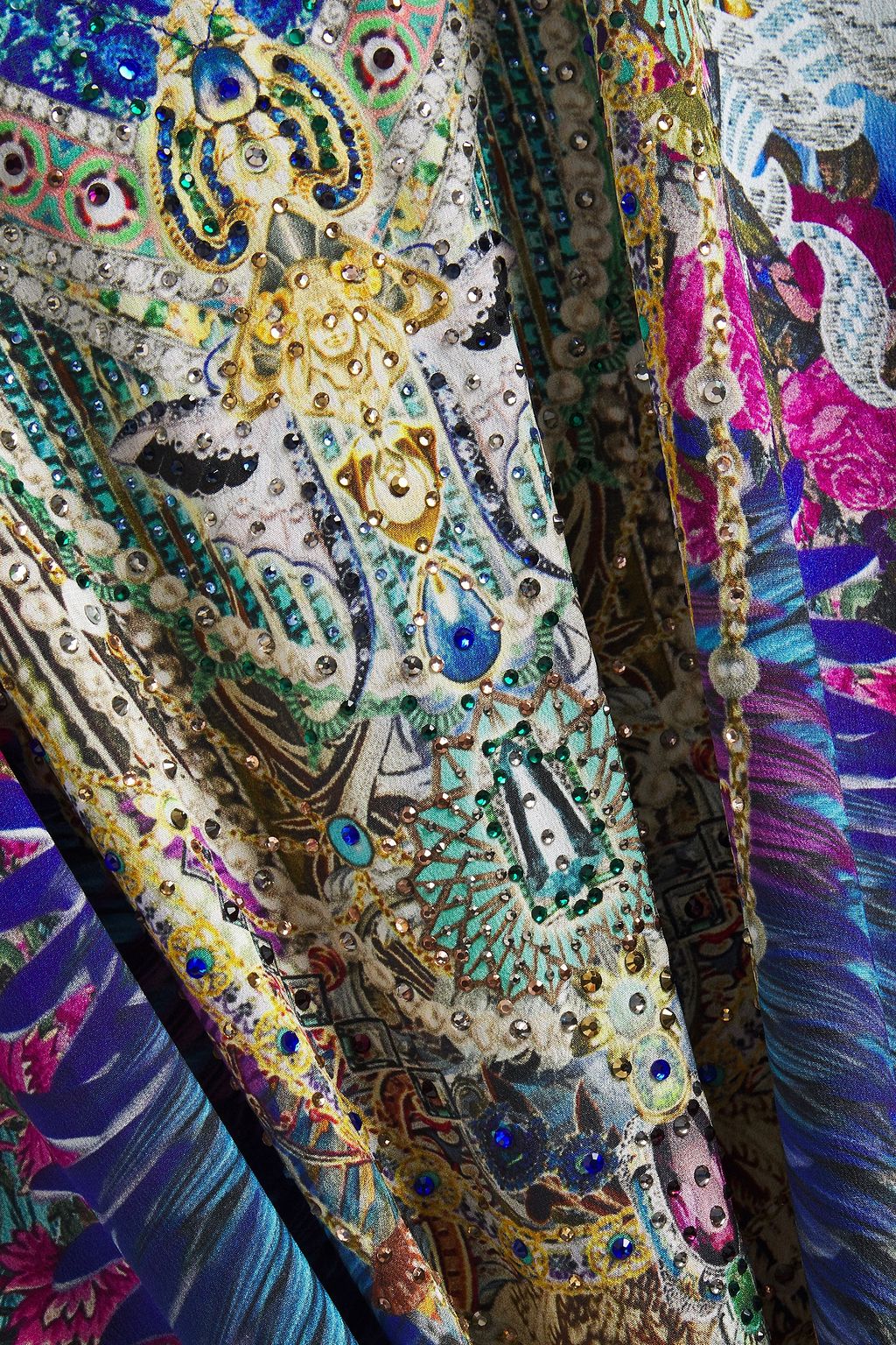CAMILLA Crystal-embellished printed silk crepe de chine kaftan