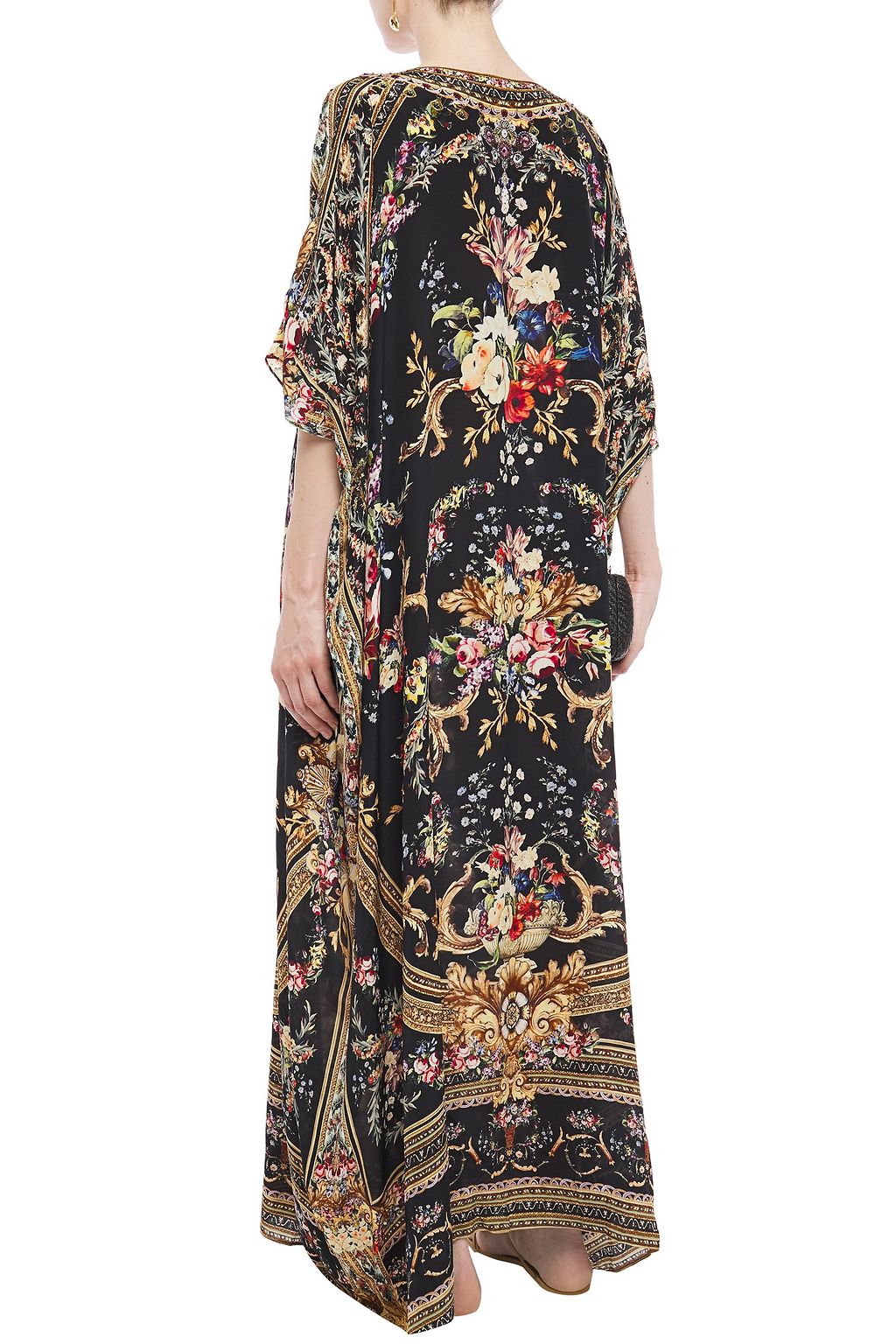 CAMILLA Crystal-embellished printed silk crepe de chine kaftan