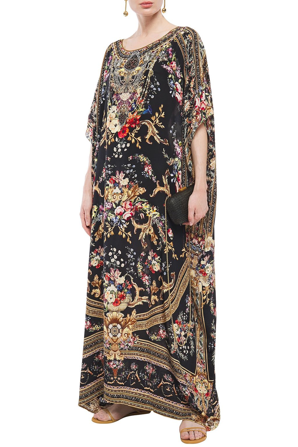 CAMILLA Crystal-embellished printed silk crepe de chine kaftan