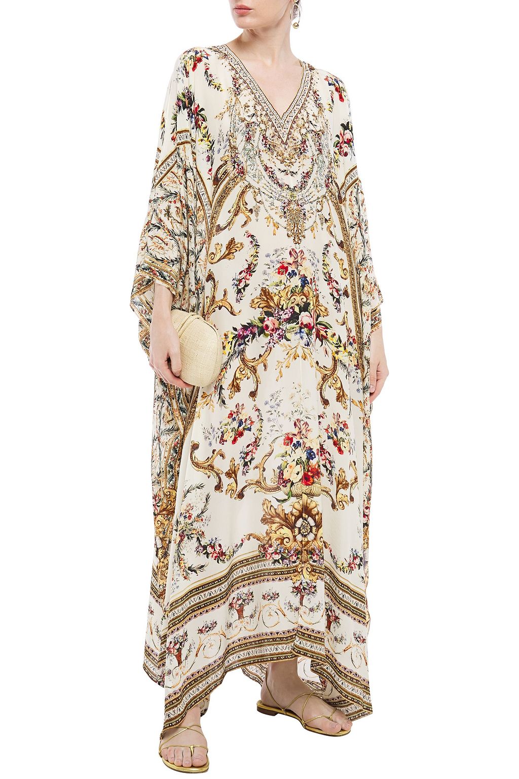 CAMILLA Cutout crystal-embellished silk crepe de chine kimono