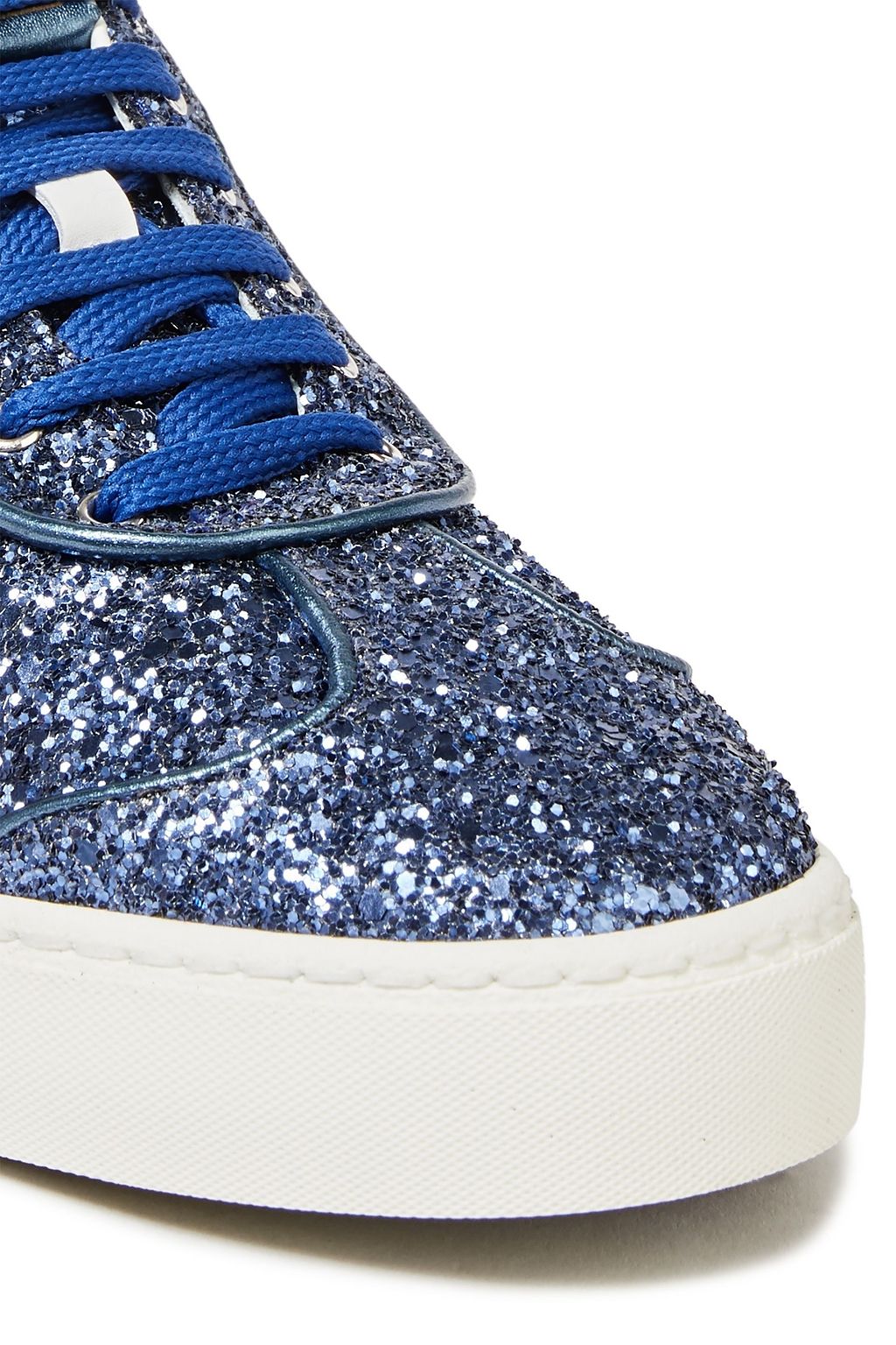 VALENTINO GARAVANI Flycrew studded glittered leather sneakers