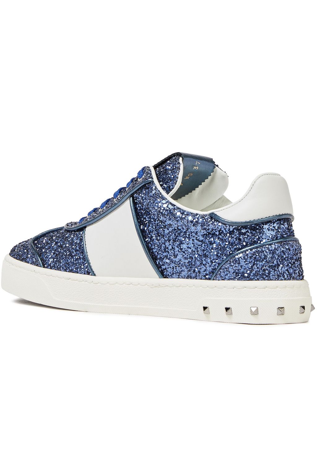 VALENTINO GARAVANI Flycrew studded glittered leather sneakers