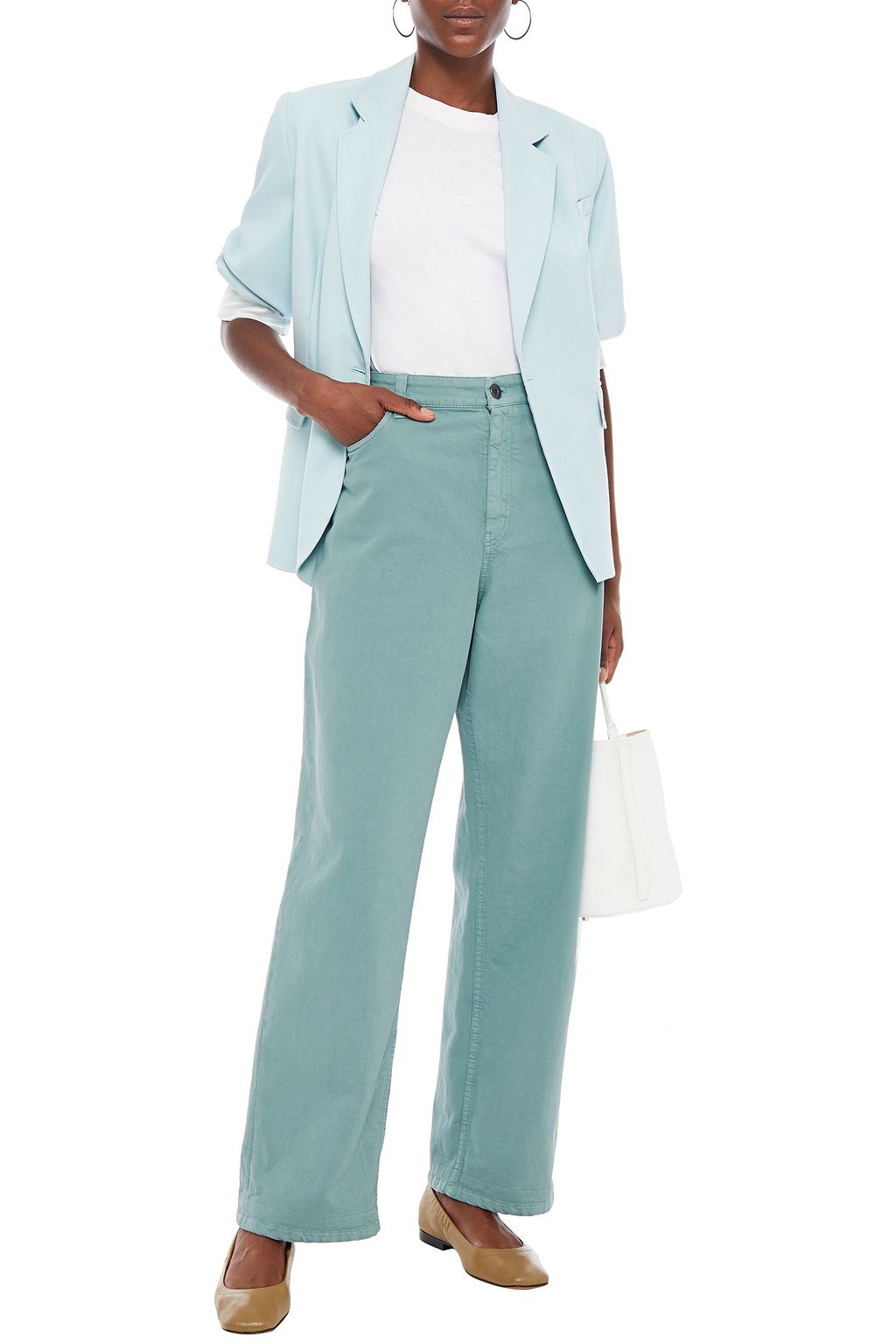BRUNELLO CUCINELLI Bead-embellished high-rise straight-leg jeans