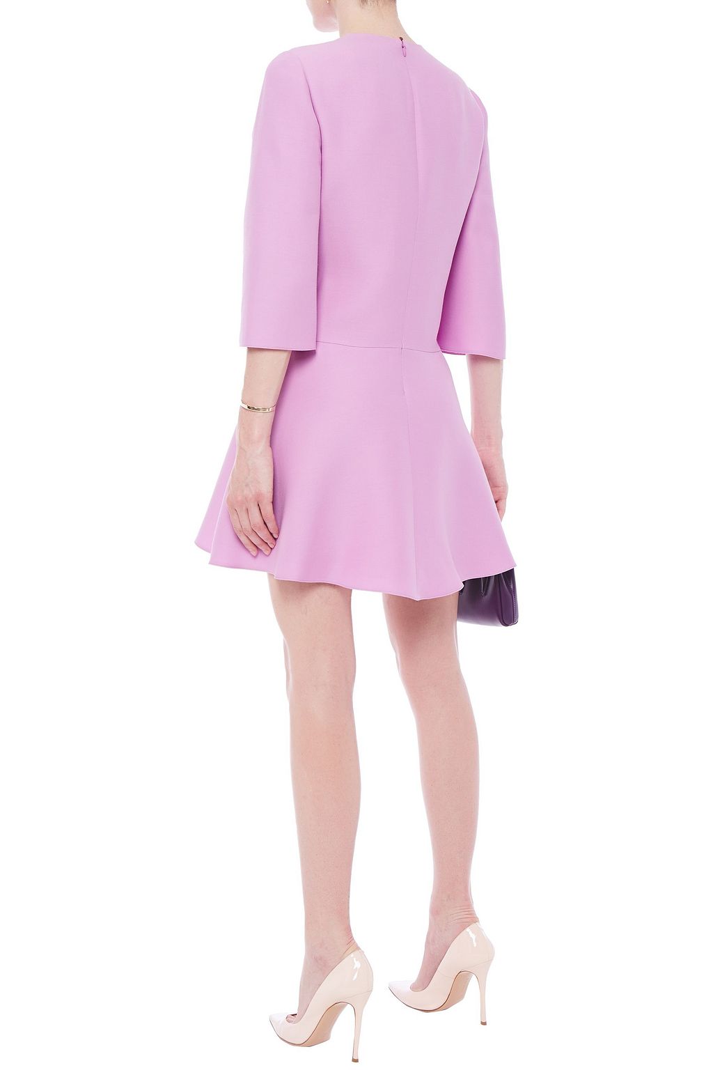 VALENTINO GARAVANI Fluted wool and silk-blend mini dress