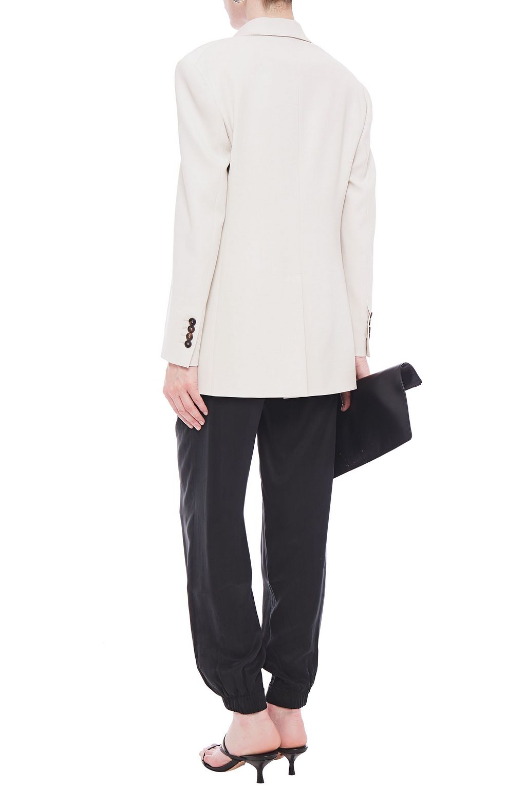 BRUNELLO CUCINELLI Bead-embellished metallic woven and twill blazer
