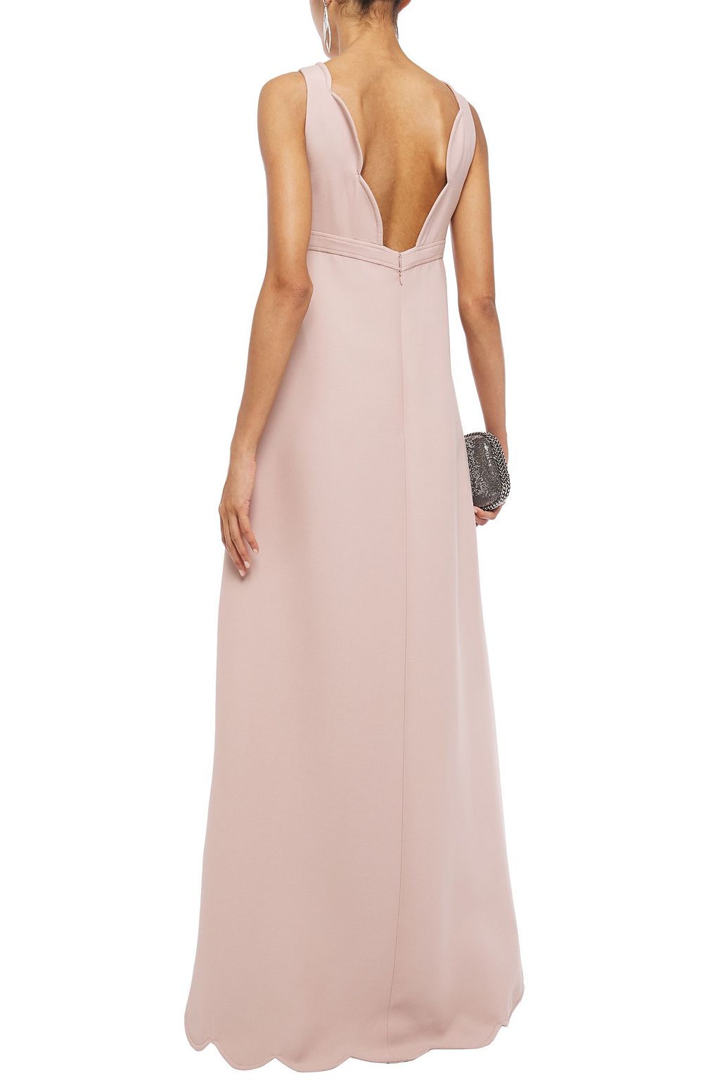 VALENTINO GARAVANI Bow-detailed wool and silk-blend crepe gown