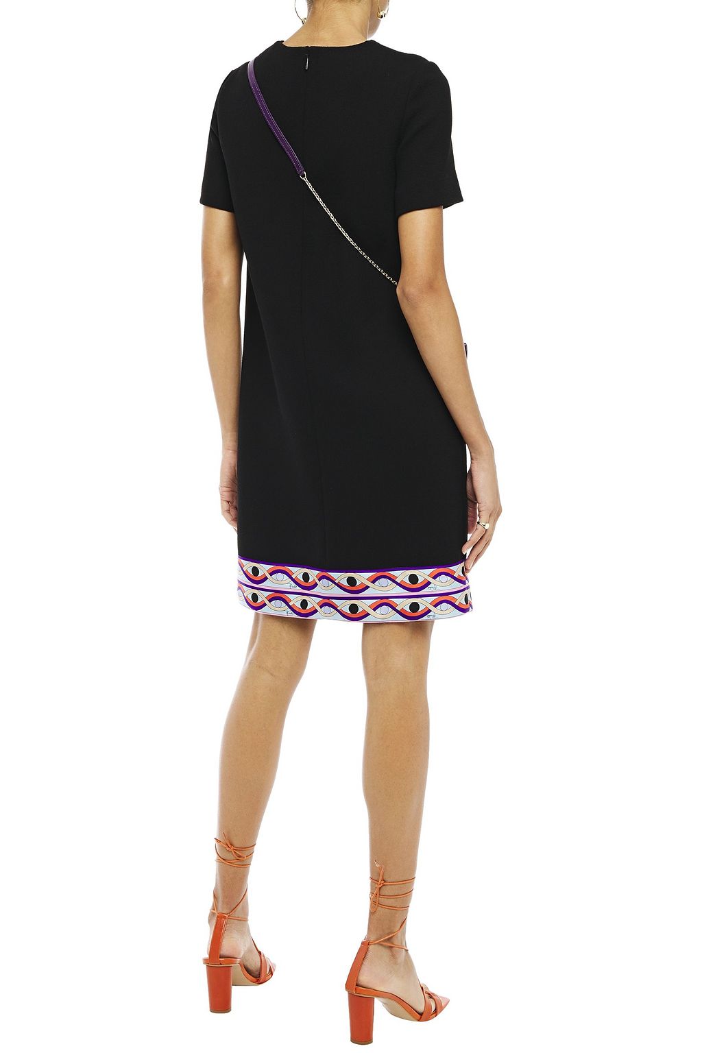 PUCCI Printed twill-trimmed wool and silk-blend crepe mini dress