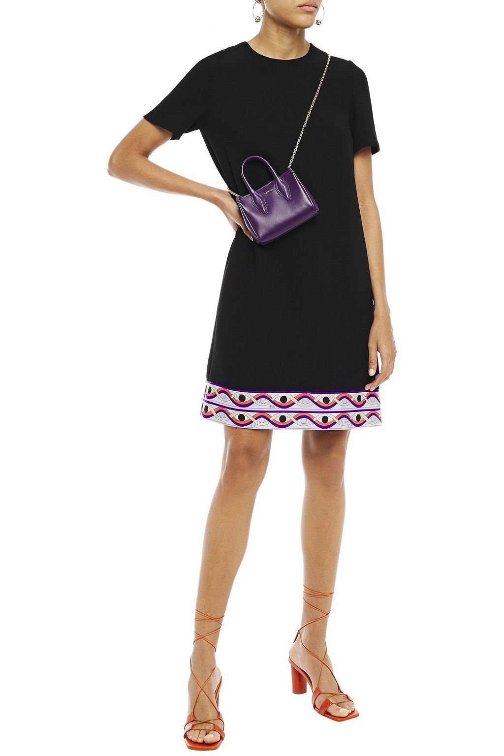 PUCCI Printed twill-trimmed wool and silk-blend crepe mini dress