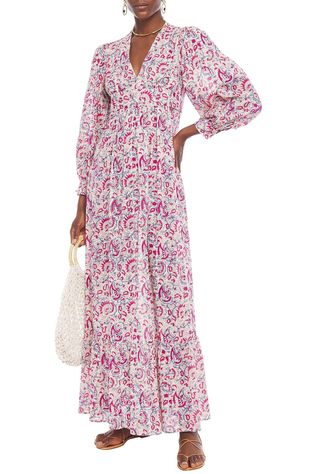 ANTIK BATIK Cherie gathered printed cotton maxi dress