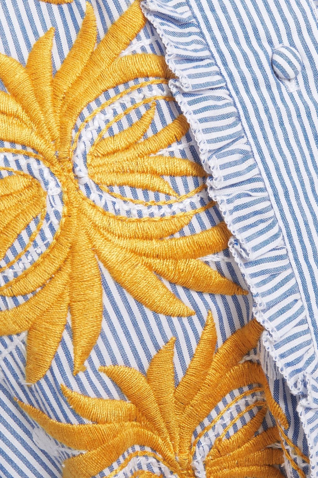 ANTIK BATIK Mexica embroidered striped cotton midi dress