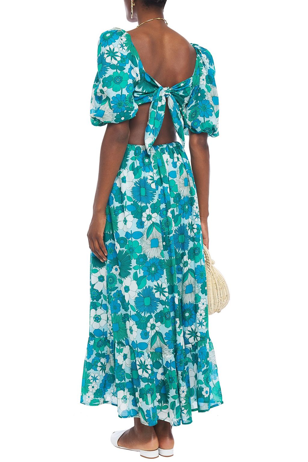 ANTIK BATIK Lorette cutout floral-print cotton-voile maxi dress