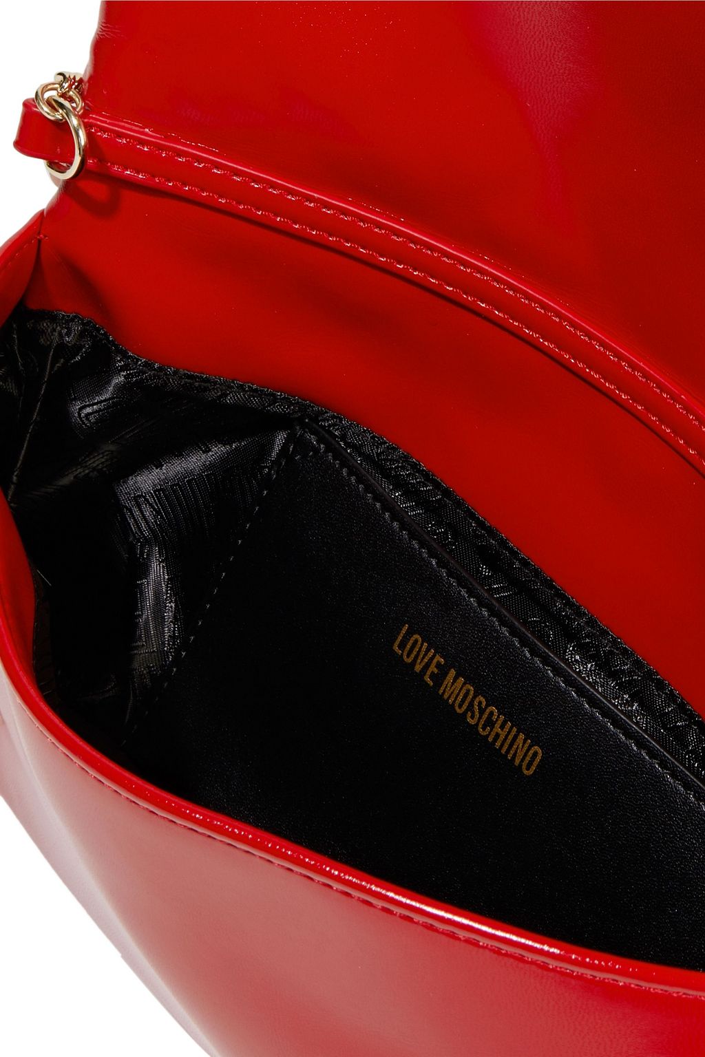LOVE MOSCHINO Quilted faux glossed-leather clutch