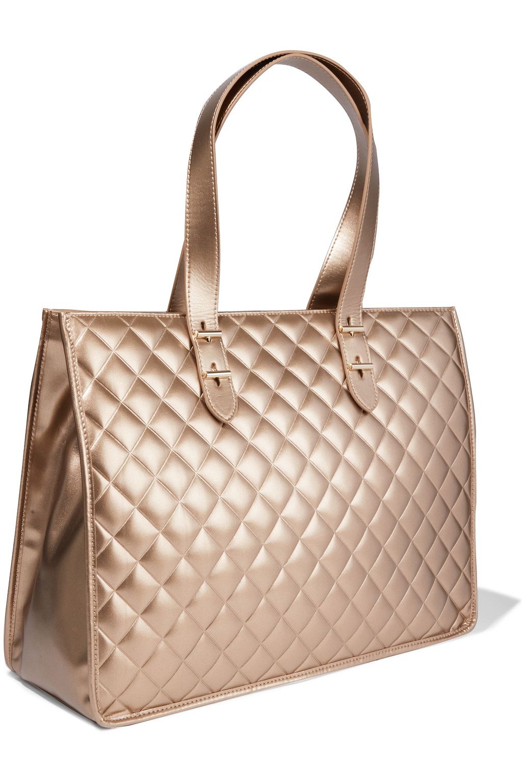 LOVE MOSCHINO Quilted logo-print faux glossed-leather tote