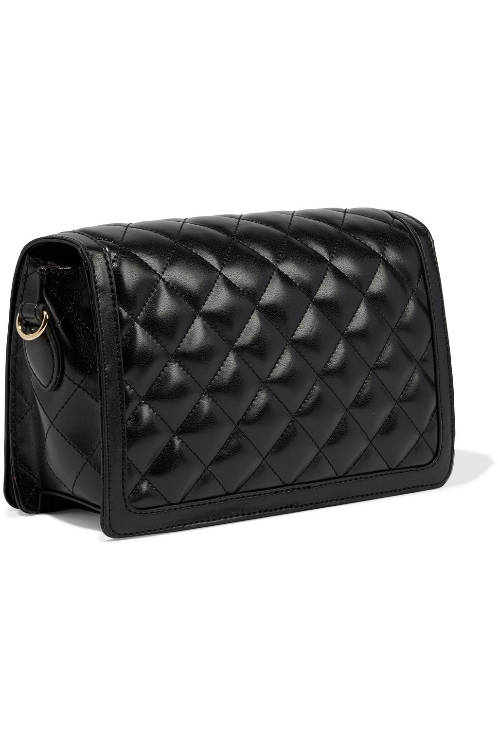 LOVE MOSCHINO Quilted faux glossed-leather shoulder bag