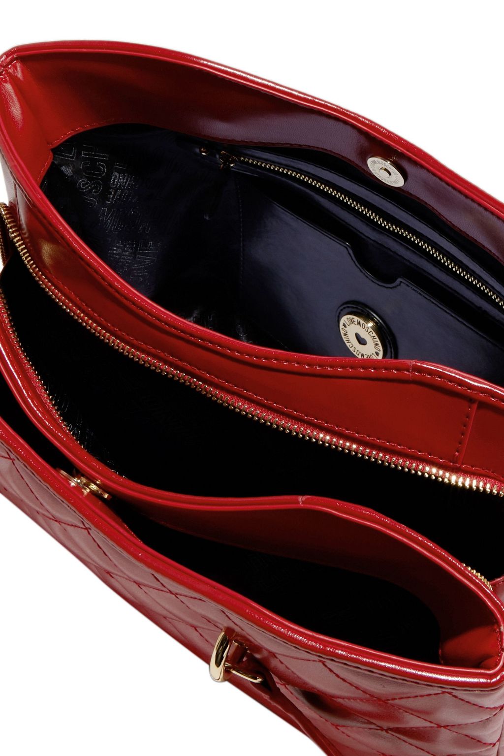 LOVE MOSCHINO Quilted faux glossed-leather tote
