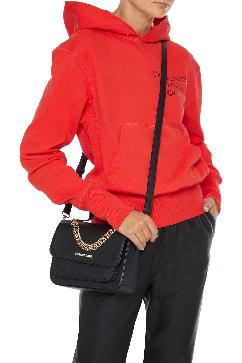 LOVE MOSCHINO Chainembellished faux leather shoulder bag THE