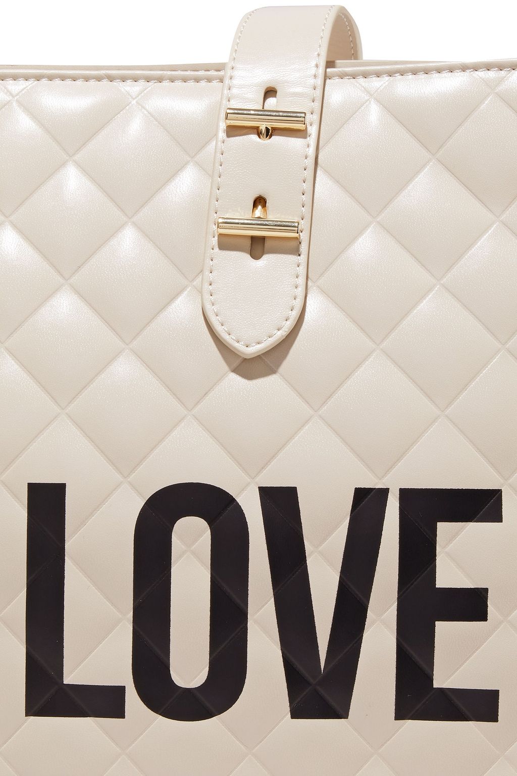 LOVE MOSCHINO Quilted logo-print faux glossed-leather tote