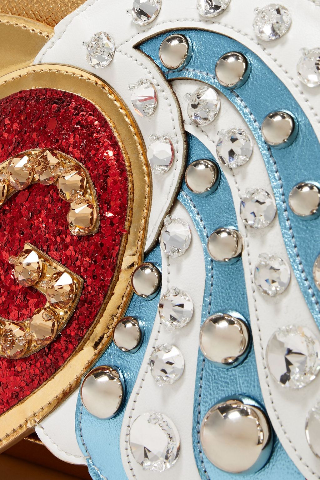 DOLCE&GABBANA Embellished metallic textured-leather shoulder bag